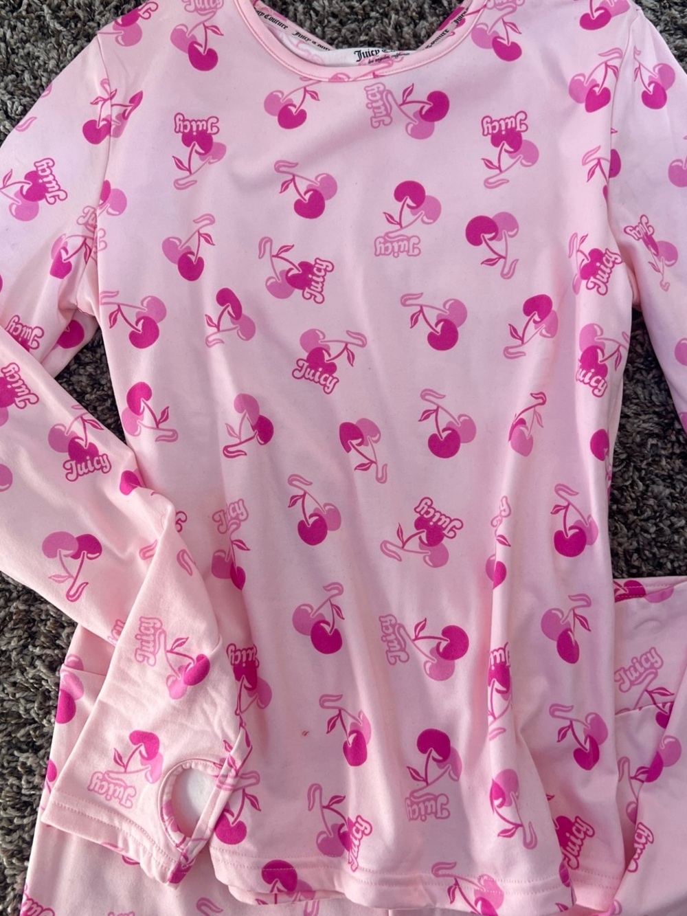 Juicy Couture Pink Cherry Print Long-Sleeve Pajama Top